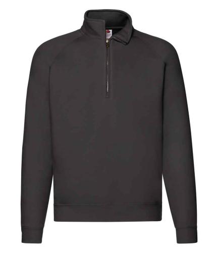 Fruit of the Loom Premium Zip Neck Sweatshirt - BLK - 3XL